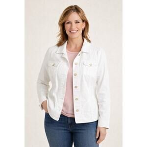 Talbots White Denim Utility Jacket - Women's Size 14